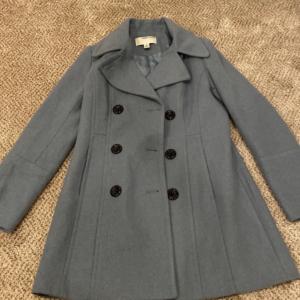 ANNE KLEIN Women's Notched-Collar Double-Breasted Peacoat, S
